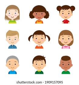 Children of the world. Cute boy and girl. Cartoon style illustration set. 