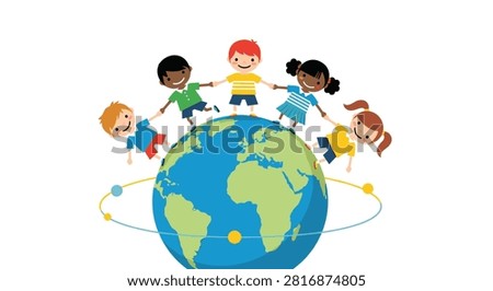 Children of the world holding hands celebrating unity diversity global connection and a harmonious future together
