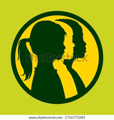 Children of the world silhouetted profiles