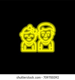 Children yellow glowing neon ui ux icon. Glowing sign logo vector