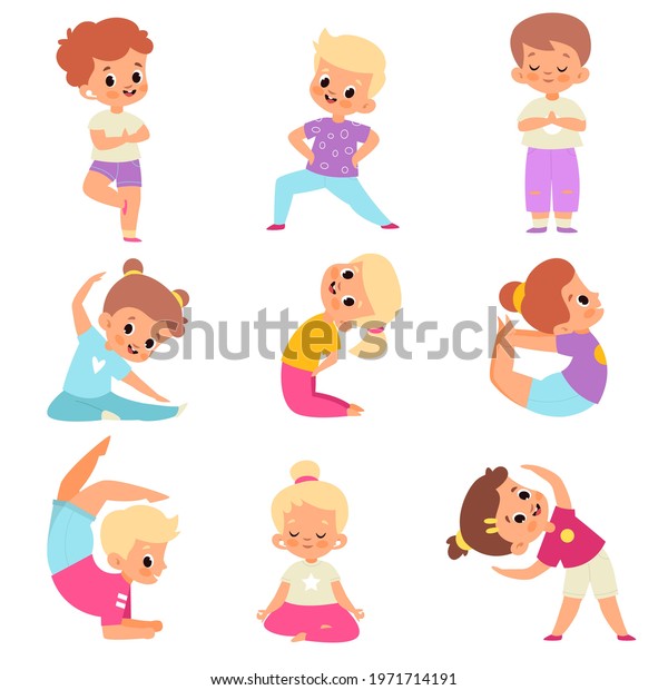 Children Yoga Cute Kids Yoga Poses Stock Vector (Royalty Free ...