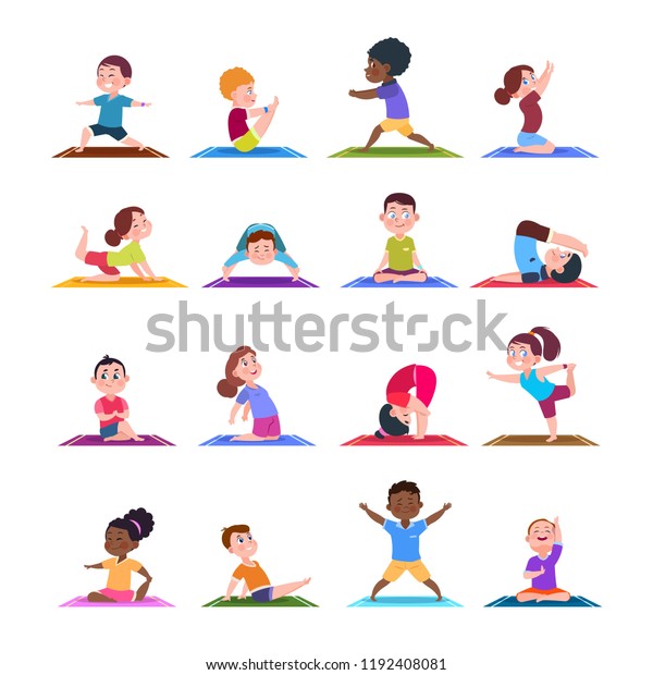 Children Yoga Poses Cartoon Fitness Kids Stock Vector (Royalty Free ...