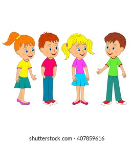 Happy Cute School Kids Talk Friends Stock Vector (Royalty Free ...