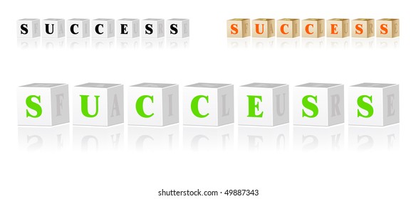 Children's 3D alphabet cubes with success in front and failure on right side