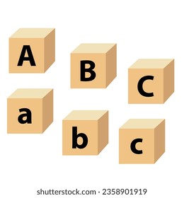 Childrens abc letter blocks. alphabet blocks. small letter abc and big letter ABC. vector illustration