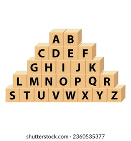 Childrens abc letter blocks. alphabet blocks. small letter abc and big letter ABC to Z. vector illustration