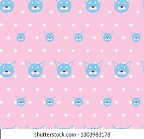 Children's abstraction on fabric cats on pink background illustration print pattern vector