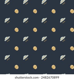 Childrens adventure pattern with cute galaxy elements. Space animal characters endless background in scandinavian style. Hand drawn childish design for textile, nursery clothes, boys room wallpaper.