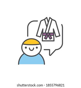Children's aikido school color line icon. Pictogram for web page, mobile app, promo. UI/UX/GUI design element. Editable stroke.