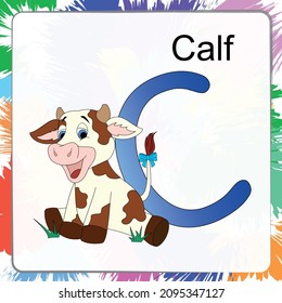 Children's alphabet Animals, letter C - Calf 