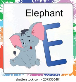 Children's alphabet Animals. letter E - Elephant