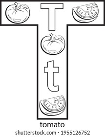 children's alphabet coloring book with fruits and vegetables