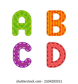 Childrens Alphabet Flat Design Embroidered Letters Stock Vector ...