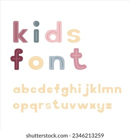 children's alphabet, children's font, for greeting cards, funny, cartoon