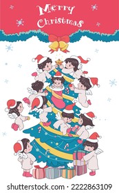 Children's angels decorate the Christmas tree.