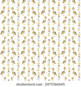 Childrens animals pattern with tropical plants. Childish cute print design with african animals and palm and hand drawn elements. Kids nursery scandinavian cartoon characters.