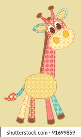 Children's application. Giraffe. Patchwork series. Vector illustration.