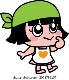 Children's apron cooking help illustration material