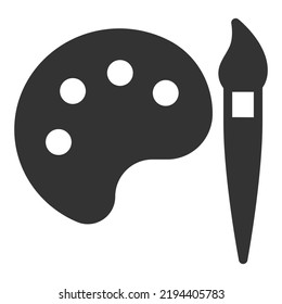 Children's artist's palette and brush - icon, illustration on white background, glyph style