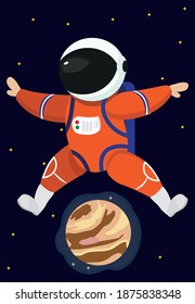 Children's astronauts. Little astronauts in different poses.