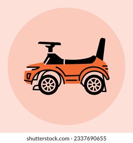 Childrens automobile color concept. Toy vehicle. Digital illustration for web page, mobile app, promo.