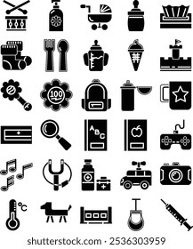 Children's and Baby Pack Icon in Glyph Style