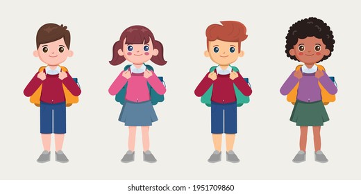Childrens Back to school concept cartoon background.