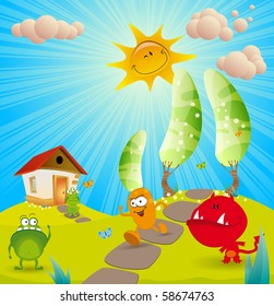 Children's background for the book. Vector