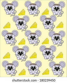 Children's background - a mouse with cheese. Vector.