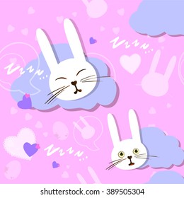 Children's background with rabbit.  bright fabric. pastel fabric. Cheerful background. baby background. seamless background rabbit print. vector illustration.