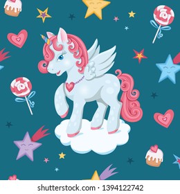 Children's background unicorn. Cute Unicorn vector. Unicorn seamless pattern. Magic unicorn cartoon. Animals cartoon 