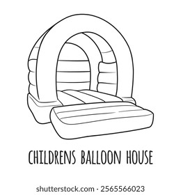 childrens balloon house vector outline
