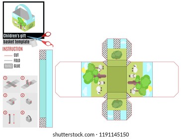 children's basket for children. constructor of glue itself.stock vector illustration