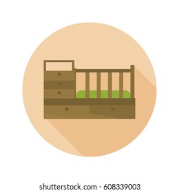 Children's bed color flat icon for web and mobile design