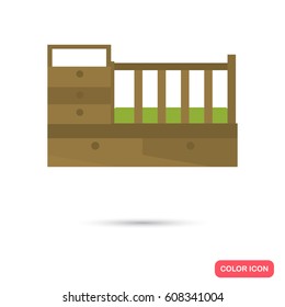 Children's bed color flat icon for web and mobile design