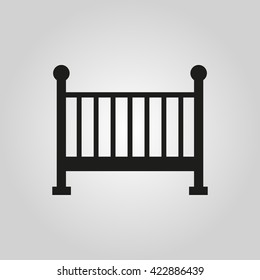 Childrens bed icon. Baby bed design. Cradle and home, nurse symbol. web. graphic. AI. app. logo. object. flat. image. sign. eps. art. picture - stock vector