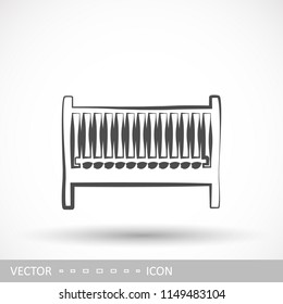Children's bed icon in the style of linear design. Furniture design. Vector illustration.