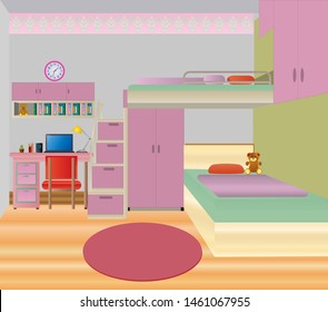 Children's bedroom. Vector illustration design.