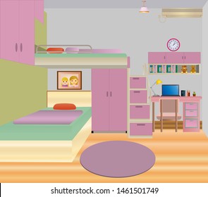 
Children's bedroom. Vector illustration design.