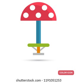 Childrens bench under mushroom color icon in flat design