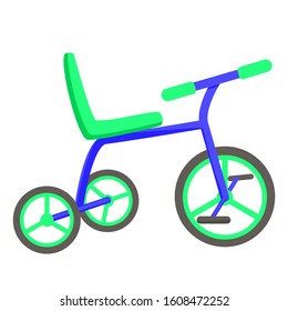 Children's bicycle. Vector color isolated image on a white background. Transport baby icon.