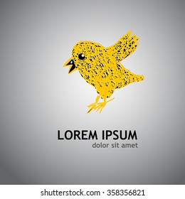 Children's bird drawing. Vector