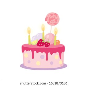 Children's Birthday cake with candles.
