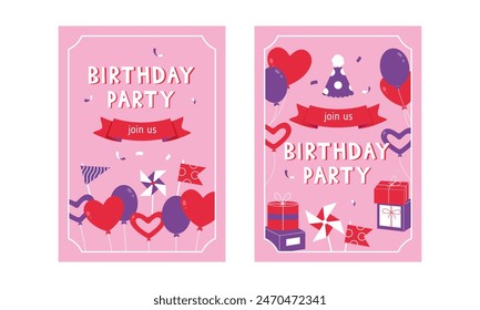 Childrens birthday invitation. Festive background. Vector illustration