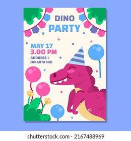Children's birthday poster with a dino concept