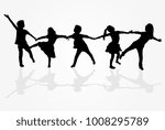 Childrens black silhouettes.