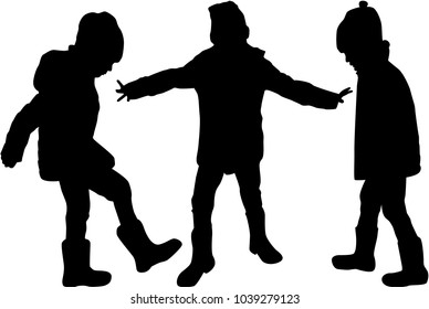 Childrens black silhouettes.