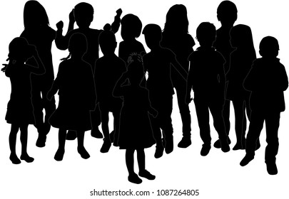 Childrens black silhouettes .