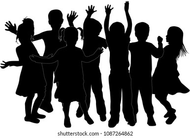 Childrens black silhouettes .