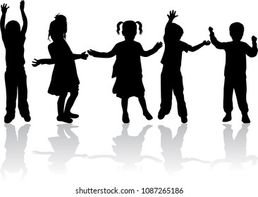 Childrens black silhouettes .